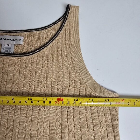 Vintage Evan-Picone Neutral Tank Top Beige Tan Knit 90s-Y2k Womens‎ M - Picture 7 of 8